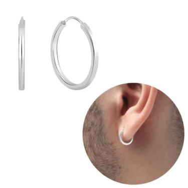 Imagem de Brinco De Prata 925 Legitima Masculino 10mm Argola Fechada - Morganitt