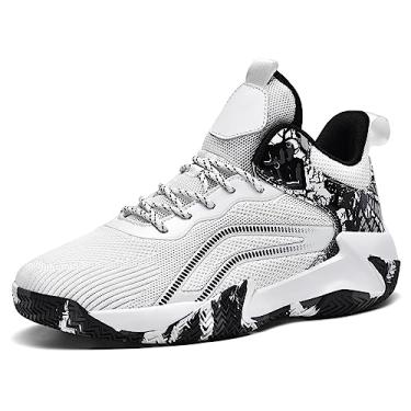 Imagem de CJSPORX Tênis de basquete masculino respirável antiderrapante, Branco-7, 39