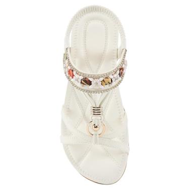Imagem de Alicegana Sandálias femininas elegantes lisas: sapatos confortáveis de verão boêmio casual caminhada na praia, Branco, 33