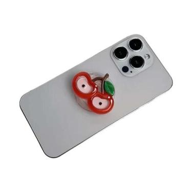 Imagem de Suporte De Celular Dobrável De Resina Maçã Vermelha - Série Frutas Fof