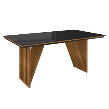 Imagem de Mesa Jantar Mia 160x90 Cm Preto Com Base de Madeira Mel N01 - D'Rossi