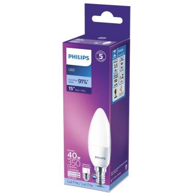 Imagem de Lâmpada Led Philips Vela 3.5W branca fria 6500K BV E14/E27