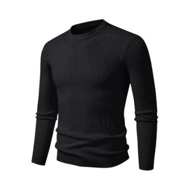 Imagem de Suéter Masculino Leve De Gola Redonda Com Manga Longa E Padrão Trançad