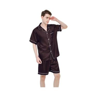 Imagem de Pijamas De Verão Masculinos Em Seda Gelada, Conjunto De Roupas Casuais