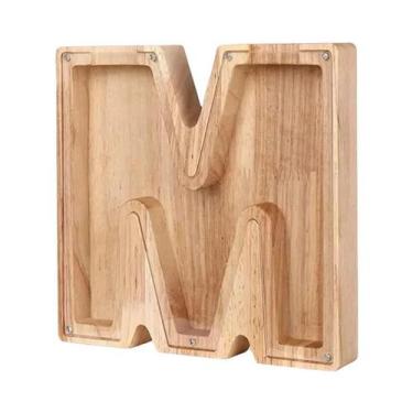 Imagem de Cofrinho De Madeira Com Alfabeto Inglês, 26 Letras, Caixa De Economia 