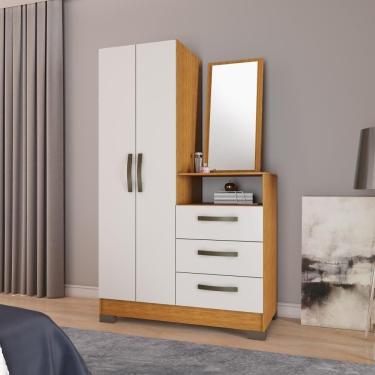 Imagem de Cômoda C/ Espelho 2 Portas 3 Gavetas Off White/ Freijó Nt5165 Notável Móveis Off White/freijó