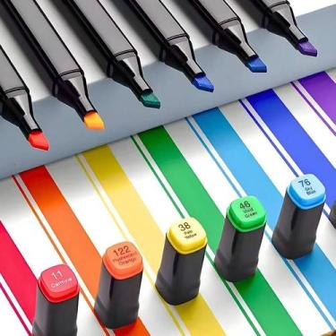 Imagem de Kit Canetas Marcador Permanente Ponta Dupla 24 Cores + Bolsa - IDEAL