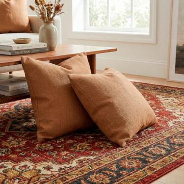 Imagem de Jogo 4 Capas De Almofadas Linho Terracota 70x70 Grande Home Decor Luxo