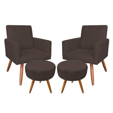 Imagem de Kit 02 poltronas com 02 puffs larissa su - DRossi