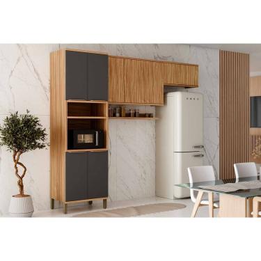 Imagem de Cozinha Modulada Ronipa 4 Peças Sauvignon C4P236 Amendoa/Chumbo