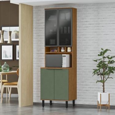 Imagem de Paneleiro Torre Quente 1 Forno Portas De Vidro E Madeira - Toscana Freijó-jade