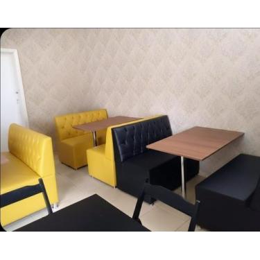 Imagem de Kit 2 poltronas booth e 1 mesa mdf restaurante - O REI DAS POLTRONAS