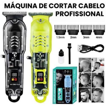 Imagem de Super Máquina Cortar Cabelo Visor Digital Bateria Profissional - PREMI