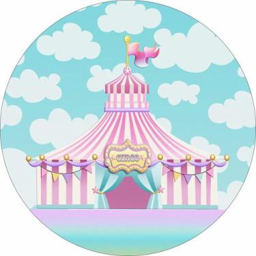 Imagem de Painel de Lona Redondo Circo Menina Tenda Rosa - Fabrika De Festa, 170