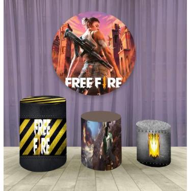 Imagem de Painel Redondo 1,50m E Trio Capa De Cilindro Free Fire Mod.5 - Fantasi
