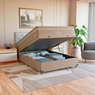 Imagem de Cama Box Baú Viúva Bege + Colchão Paris Molas Ensacadas Bege - eShop c