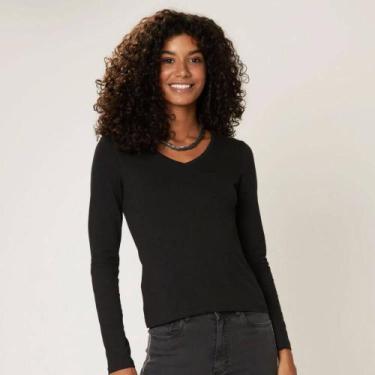 Imagem de Camiseta Manga Longa Malwee 1000026292 Algodão - Branco, G, Preto