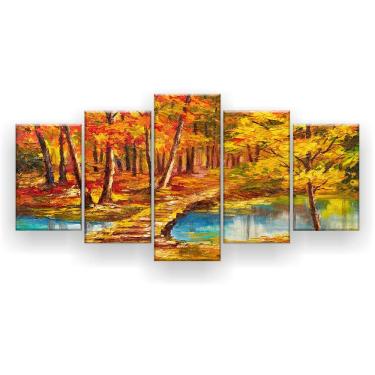 Imagem de Quadro Decorativo Pintura Passagem Madeira No Lago 129X61 5