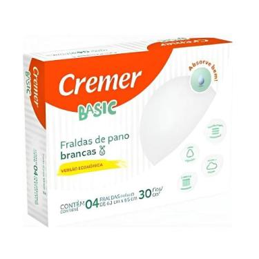 Imagem de Fralda de Pano Branca Cremer Basic 65x63cm Caixa com 4 Unidades