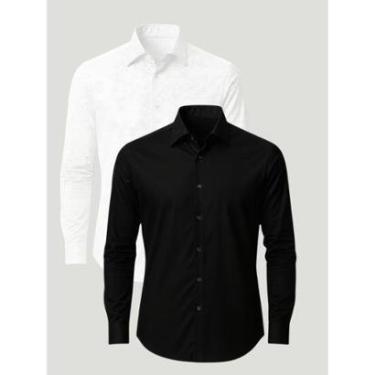 Imagem de Kit 2 Camisas Social Masculina Manga Longa Crocker-Masculino