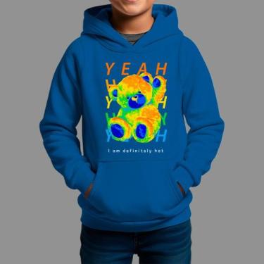 Imagem de Moletom Canguru Infanto Juvenil Algodão Casual Tecido Macio Yeah, Azul