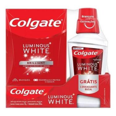 Imagem de Kit Colgate Luminous White Com 3 Creme Dental + Enxaguante