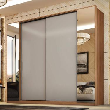 Imagem de Guarda Roupa Casal Laredo 4 Portas com Espelho Amêndola Nude Demartêz