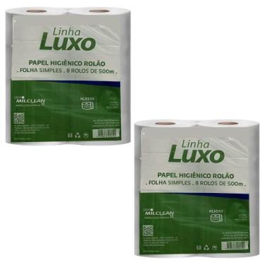 Imagem de Kit com 2 Pacotes de Papel Higiênico HLX500 Rolo Folhas Simples 8X500 