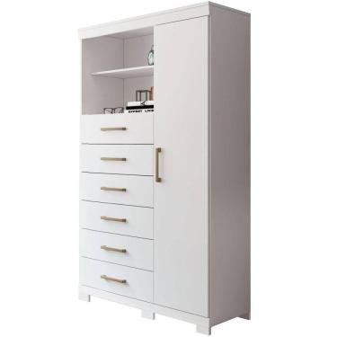 Imagem de Multi Cômoda Marbella 1 Porta 6 Gavetas Pés Branco