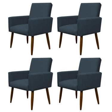 Imagem de Kit 4 Poltronas Nina Suede Azul Marinho Herrero