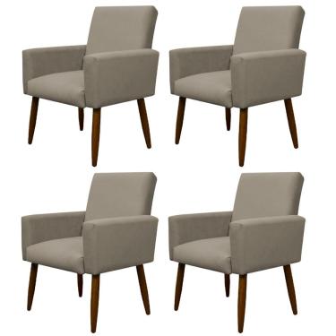 Imagem de Kit 4 Poltronas Decorativas Nina Suede Cappuccino Herrero