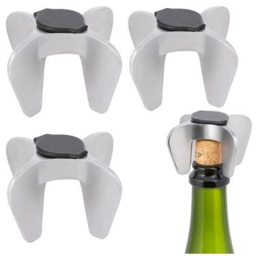 Imagem de 3 Abridores De Garrafa Chamapanhe Antiderrapante 6,5cm Inox - Wolf