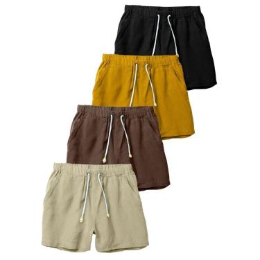 Imagem de Kit 4 Bermuda Masculina Linho Premium com Elástico na Cintura e Bolsos-Masculino
