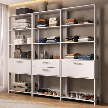 Imagem de Guarda-roupa Closet Modulado Texas 2 Portas 2 Gavetas 219cm Multimóveis Mp4793 Branco
