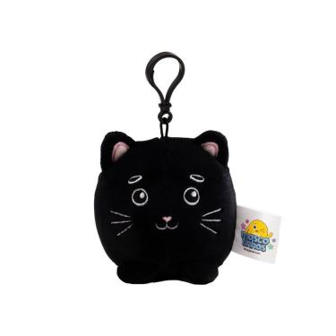 Imagem de Chaveiro de Pelúcia Lucky para Decorar Chaves com Gatinho Tranquilo e Amistoso Preto Im...