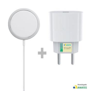 Imagem de Kit Carregador Magnético Sem Fio com Fonte Tipo C 20W Iphone12, 13, 14