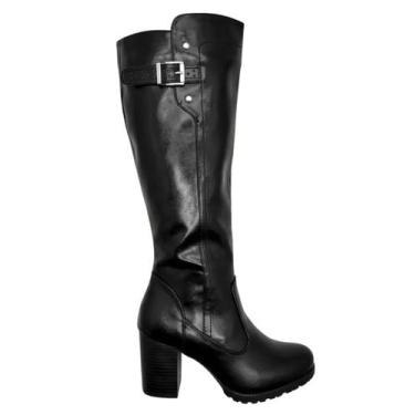 Imagem de Bota mooncity 73136 salto médio feminina - preto, Preto, 38