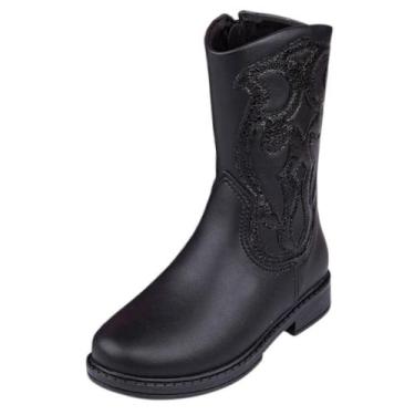Imagem de Bota Country Infantil Menina Metalizada Safira Pampili, Preto, 34