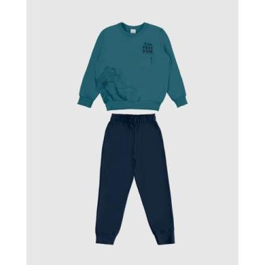Imagem de Conjunto Moletom Flanelado Menino Malwee Kids Ref. 0126475, Azul, 10