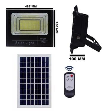 Imagem de Refletor holofote led solar smd 400w 6500k(branco frio)c/ placa - Vale