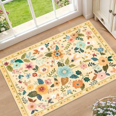 Imagem de RELEANY Tapetes florais para berçário 5 x 7 cm, estampa lavável, boho, fofo, antiderrap...