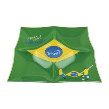 Imagem de Petisqueira Quadrada de Vidro com 4 Divisórias Copa do Brasil Petiscos