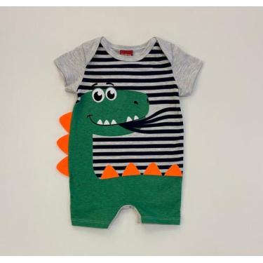 Imagem de Macaquinho Kyly Infantil Bebes Jacaré Verão Moda Kids 1001226, Cinza, 