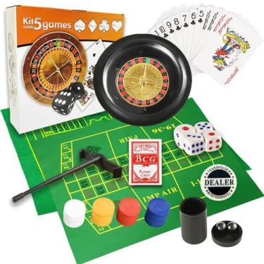Imagem de Conjunto de Roleta IIDEA 10" Kit de Jogos de Cassino 5 em 1
