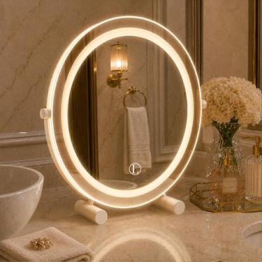 Imagem de Espelho Lopazzi de Mesa para Maquiagem com LED 3 Tons Touch Penteadeir