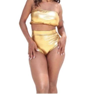 Imagem de Conjunto Biquíni Hot Pant Metalizado Carnaval R103 - STYLESTORE, Doura