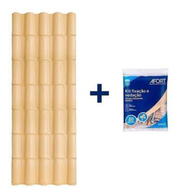 Imagem de Kit com 5 Telhas de PVC Colonial 2,62 x 0,86 x 2.0 mm 5 Ondas com 3 Ki