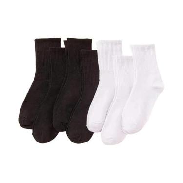 Imagem de Meias Esportivas Femininas - 7 Pares (Preto e Branco) - Conforto e Res