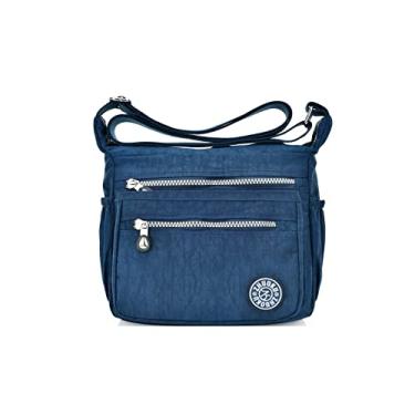 Imagem de JXGSGOGO Bolsas de ombro femininas com vários bolsos casuais à prova d'água (azul escuro), Azul escuro, Medium
