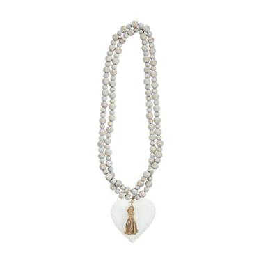 Imagem de Mud Pie Decoração com contas gravadas, coração cinza, 183 cm